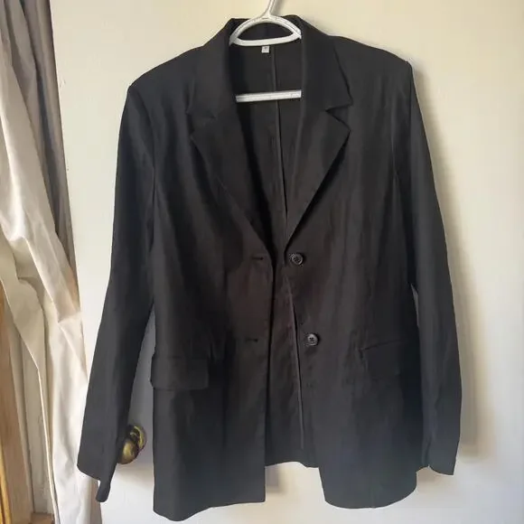 Black muji hemp shirt jacket light blazer, button down brand new coat! Size s - Picture 8 of 8